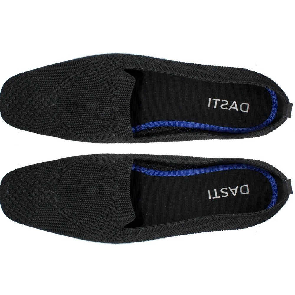 Slip on Shoes Knit Flats for Women (Black)